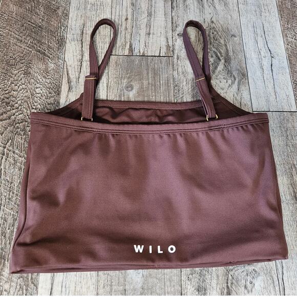 Wilo The Label Square Neck Sports Bra Tank Top Australia Medium Brown Athleisure - Picture 1 of 11